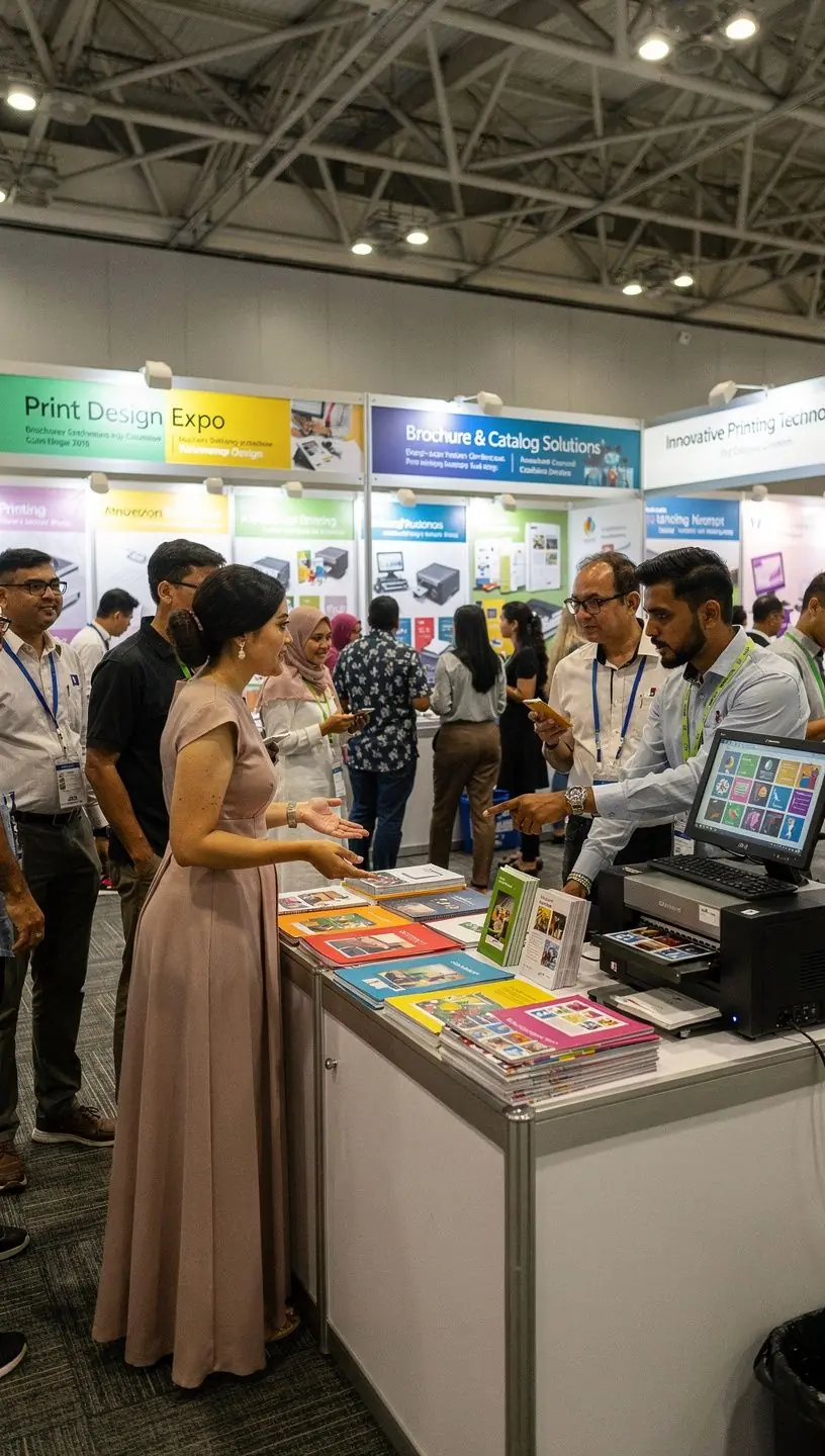 An array of printed brochures displayed on a table, demonstrating various styles and designs for marketing materials.